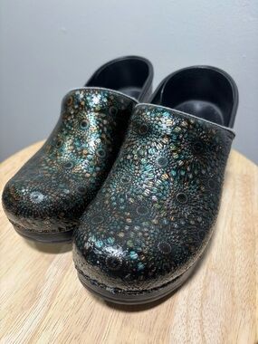 Dansko Black Iridescent Mosaic Clogs
